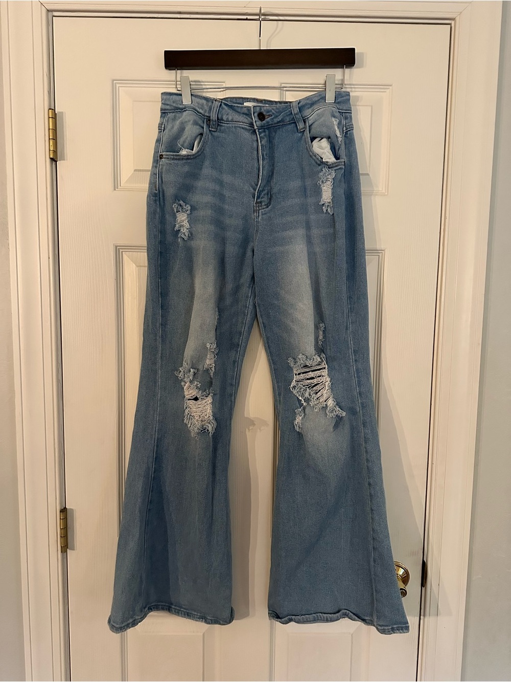 Almost Famous Light Blue Distressed Flare Jeans